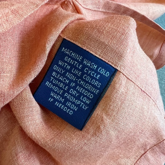 Fall Orange 100% Linen Button Down - Picture 4 of 5